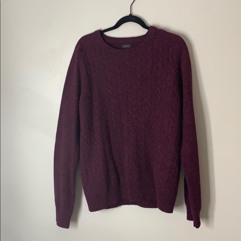 J.Crew MenRugged Merino Wool Burgundy Crew Sweater